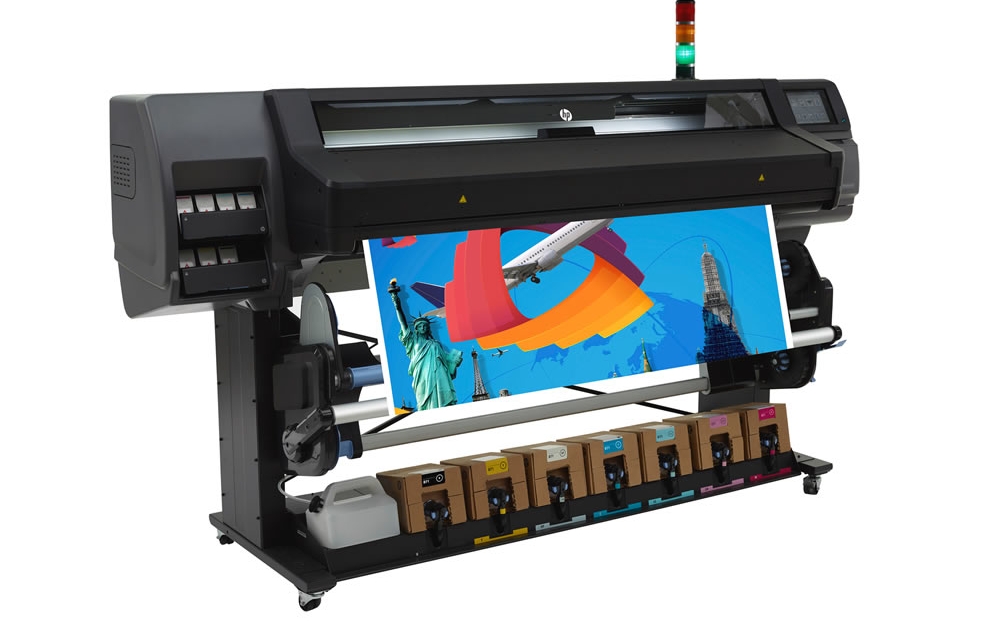 HP Latex L570, 64”inch, large wide format latex printer cutter, outdoor print applications, vinyl, signage, solvent printer, banner, wallpaper, canvas