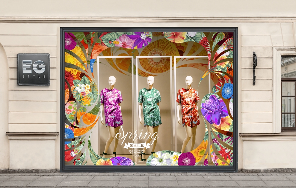 Eye catching retail displays large format graphics latex outdoor applications, eco solvent, vinyl, signage, canvas, banner, wallpaper, exhibitions, retail displays